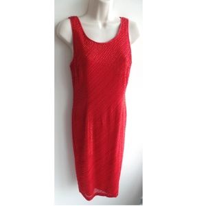 ELLIE Boutique Red Diagonal Beaded Dress, sz 6